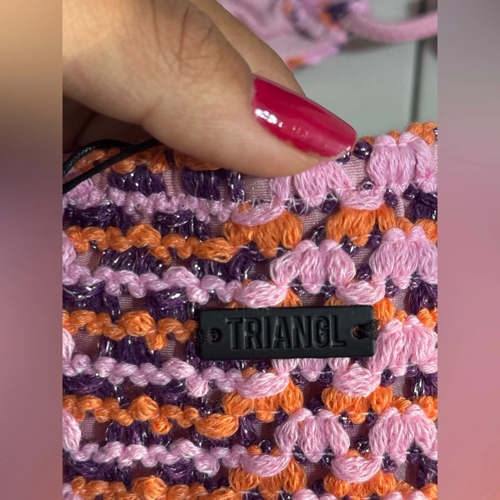 triangl swimwear Pink Lavender Multicolor Crochet Triangle Bikini